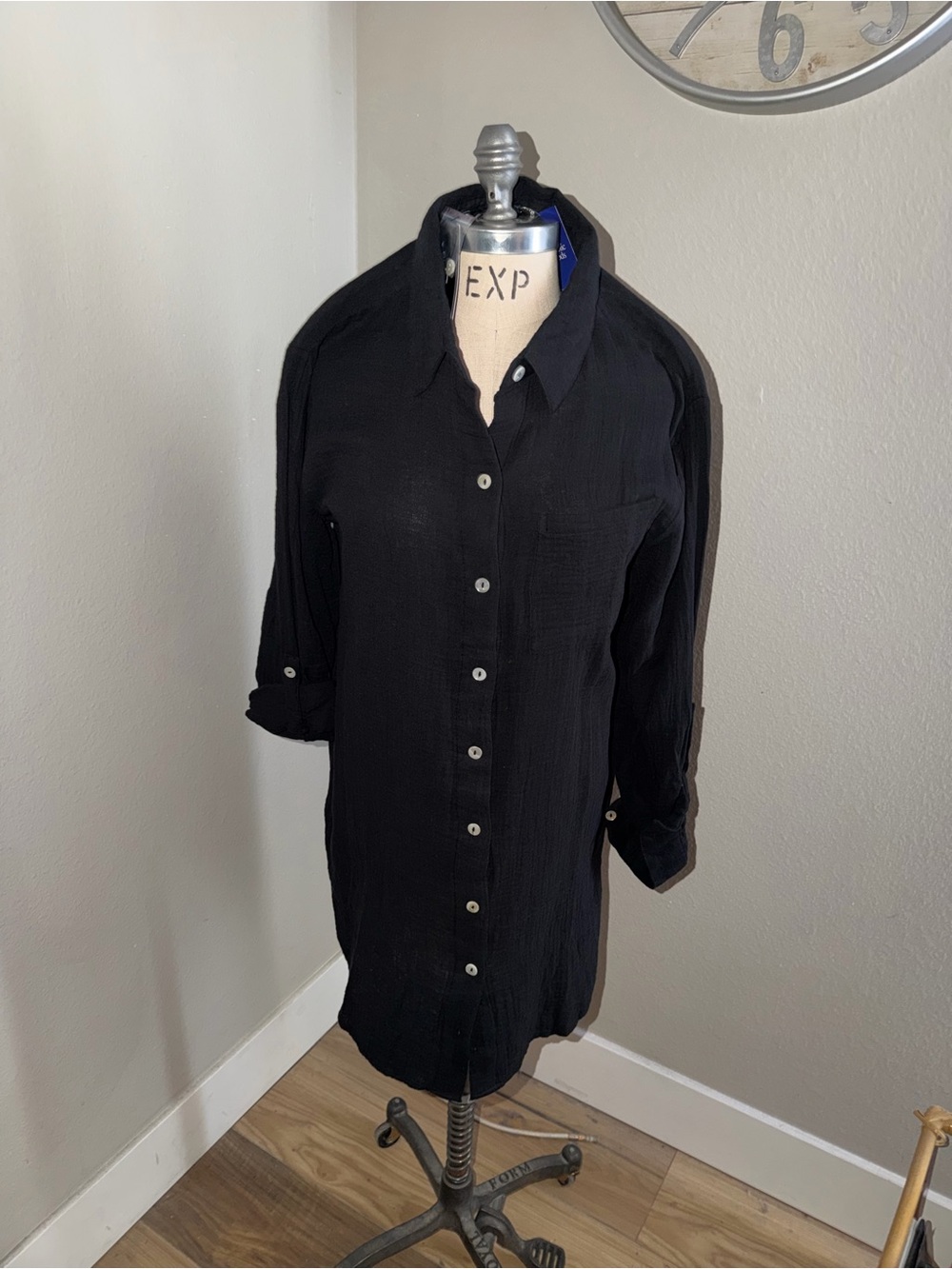 New Collection B Black Women’s Beach Cover XL All Cotton Gauze